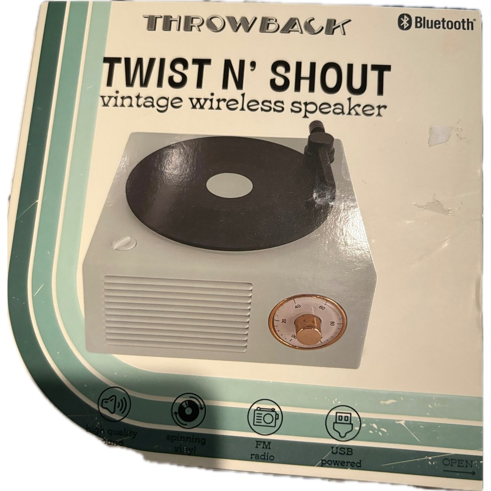 Throwback Twist N Shout Vintage Wireless Bluetooth Speaker Spinning Vinyl Radio
